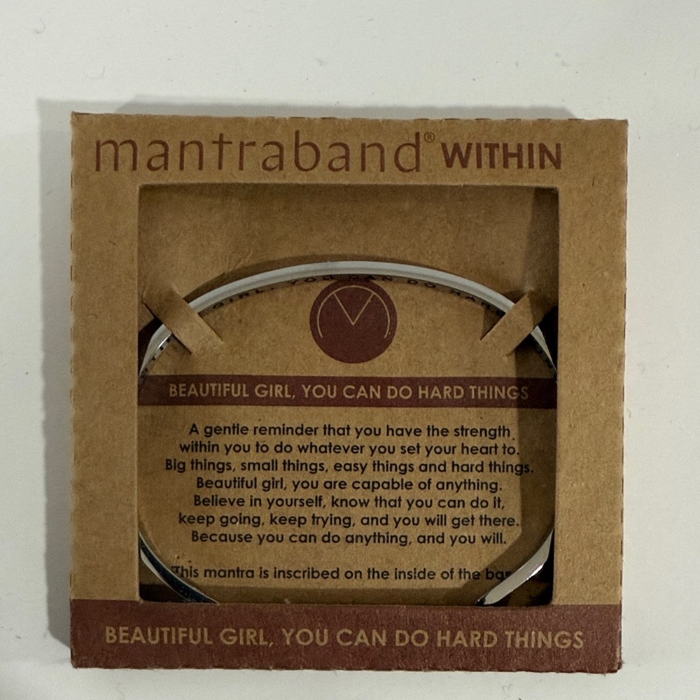 MantraBand Silver 'You Can Do Hard Things' Bracelet